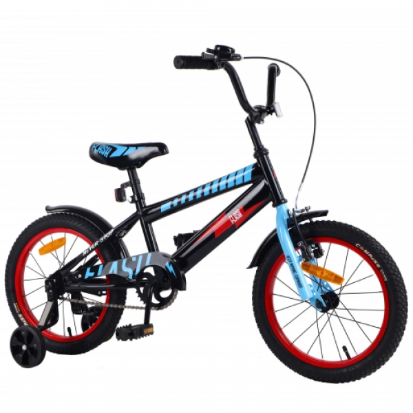 Детский велосипед Tilly FLASH 16' T-216410 (21649) двухколесный (2 дополнительные страховочные колеса, звонок и катафоты) 2